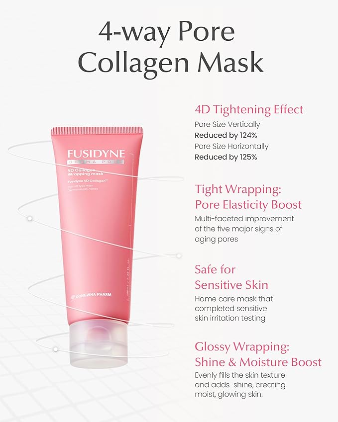 Derma Pore 4D Collagen Wrapping Peel Off Mask Pack Minimizing & Tightening Pores 4D Collagen Korean Collagen Mask 3.38 fl.oz Poreless Face Mask For Glowing Skin Korean Glass Skin