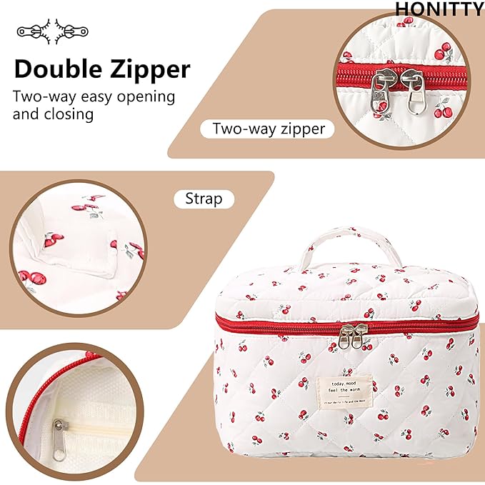 Makeup bag, quilted makeup bag,large