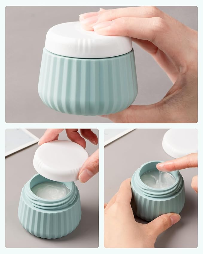 Travel Containers for Toiletries 4 Pack, TSA Approved Travel Size Toiletries, Travel Size Containers, With Clear Bag Leak Proof Silicone Jars, Travel Essentials Creams Jars Carrying Small Items