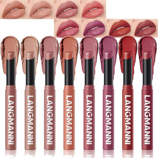 Matte Lipstick for Women Lipstick Matte Set with Retractable and Long-Lasting Pigmented Lip Sticks for Smoothly Lip Makeup (8 Pcs)