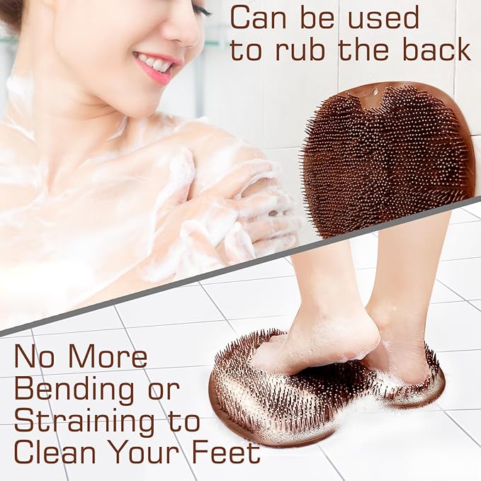 Shower foot scrubber mat back