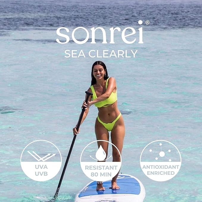 Sonrei Sea Clearly® Organic Mist Sunscreen | SPF 50, Broad Spectrum, Water-Resistant | Vegan, Non-Greasy | Ideal for Face & Body | 6 Fl Oz (Pack of 1)