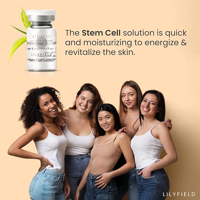 LILYFIELD Stem Cell Solution 50ml (5ml x 10 Ampoules) – Hydrating Hyaluronic Acid Serum with Stem Cells, Peptides & Vitamin C | Korean Skincare for Moisturized, Smoother-Looking Skin, All Skin Types