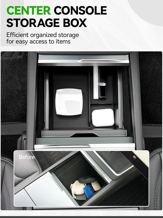 10PCS Center Console Organizer Tray for 2025 2026 Tesla Model Y Juniper Accessories, Under Seat Storage Armrest Hidden Storage Box Cup Holder Charger Pad for Tesla Model Y Juniper