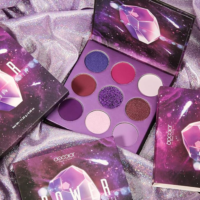 docolor Eyeshadow Palette 9 Colors Gemstone Shadow Palette Highly Pigmented Mattes Shimmers Smokey Glitter Cream Colorful Powder Blendable Long Lasting Waterproof Makeup Palette-Purple