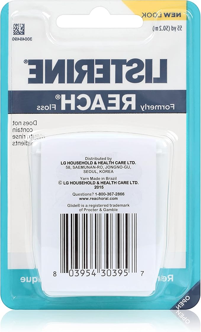 Listerine Cool Mint Interdental Floss | Effective Plaque Removal, Teeth & Gum Protection | Shred-Resistant, Fresh-Breath Feeling, PFAS Free | 55 Yards, 2 Pack