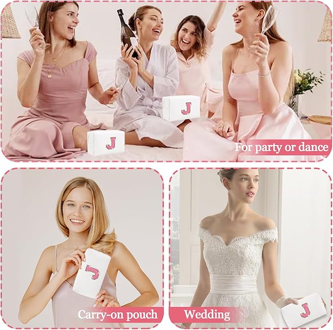 Initial letter patch makeup bag,