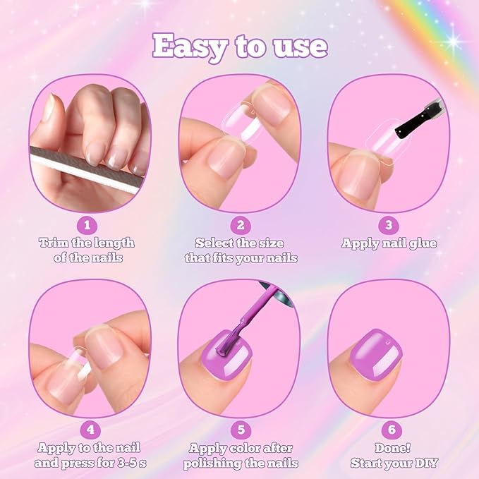 krofaue Short Kids Clear False Nails - 240Pcs Press on Nails for Little Girls Full Cover Children Fake Nails Fingernail Decoration 10 Sizes Soft Gel Nail Tips for Kids