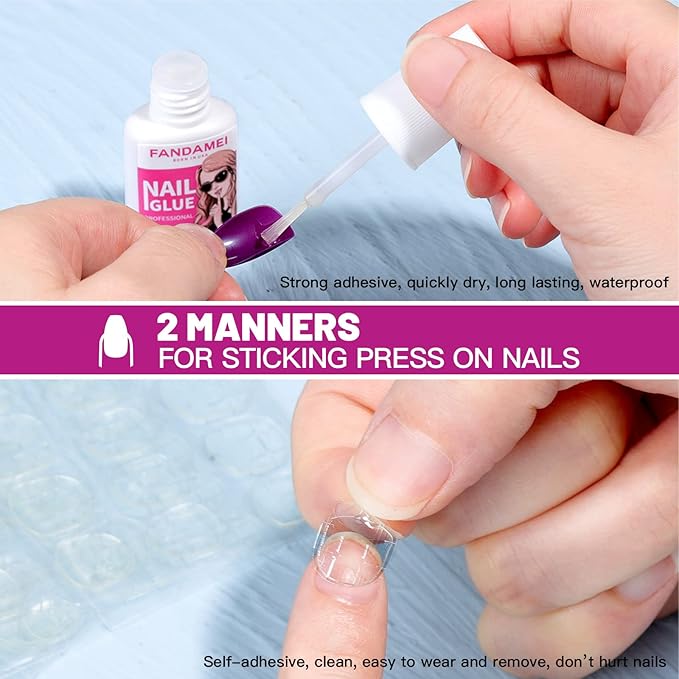 FANDAMEI Short Press on Nails, 24 Packs 576PCS Short Round Press on Nails Matte, Acrylic Small Fake Nails Full Cover, Matte Glue on Nails with 7g Nail Glue, 24 Color False Nail