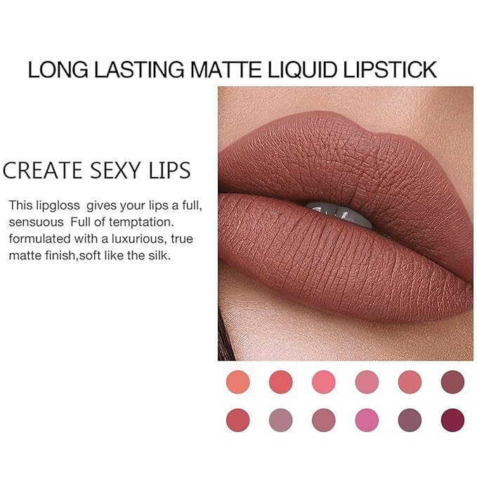 BONNIE CHOICE 18Pcs Matte Liquid Lipstick Set, Waterproof Long Lasting Non-Stick Cup Nude Lipstick Dark Red Lipstick for Women 24 Hour High Pigmented Lip Gloss Set Christmas Day Gifts for Women