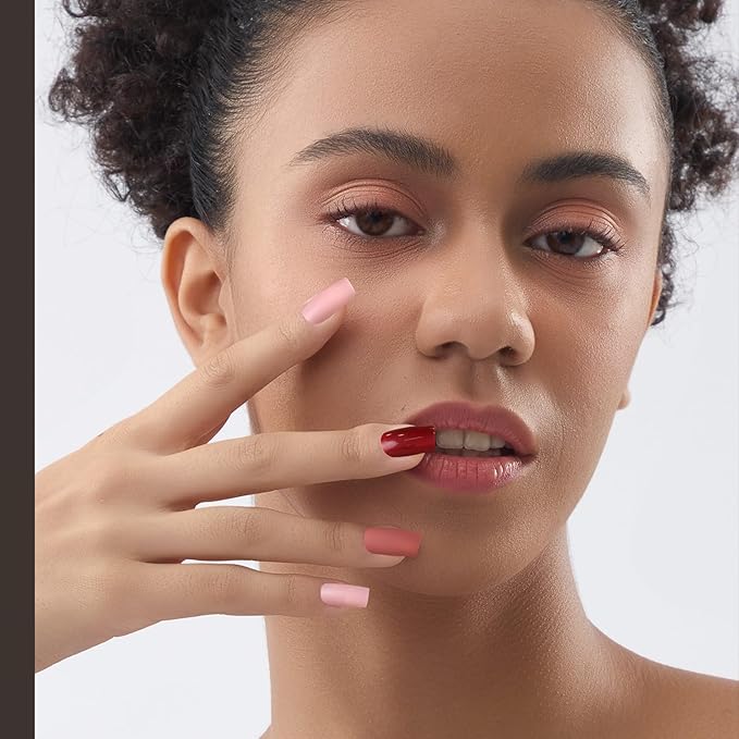 FANDAMEI 24 Colors 576 PCS Press On Nails, Coffin False Nails Medium Square, Full Cover Fake Nails, Pearl Gloss French Tips, Glitter, Glossy, Matte for Nail Art DIY