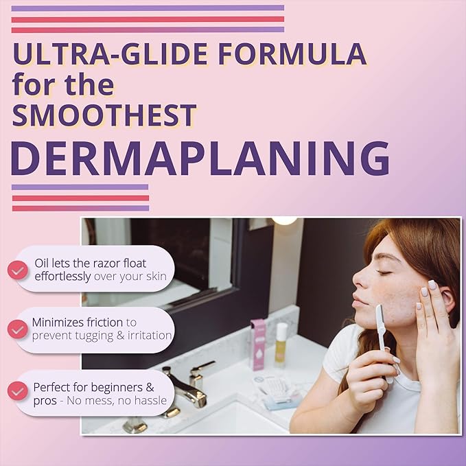 Dermaplaning Tool (9 Count) and Dermaplane Oil Bundle – Easy to Use Face Razor with Smooth Glide Shave Oil for Gentle Exfoliation
