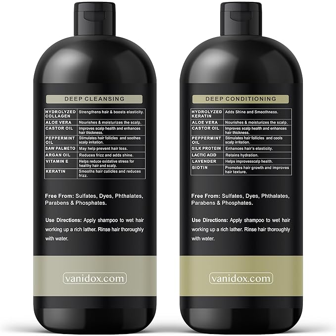 Tea Tree Oil Shampoo and Conditioner Set with Castor Oil, DHT Blockers, Itchy Scalp Relief, Supports Fuller Hair, Cleanses Dandruff & Buildup, For Men & Women, Made in USA, 16 fl oz Each