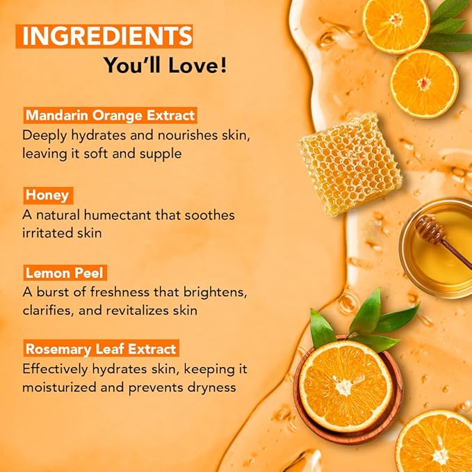 Botanic Hearth Mandarin Orange & Honey Body Wash | Shower Gel 16 Fl Oz With Lemon Peel Extract | Sulfate & Paraben | Free, Gentle Cleansing & Radiant Glow