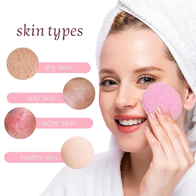 uxcell 50 Count Compressed Facial Sponges Round Face Cleansing Sponges Pads for Daily Skincare Routines at Home, Kitchen(Green)