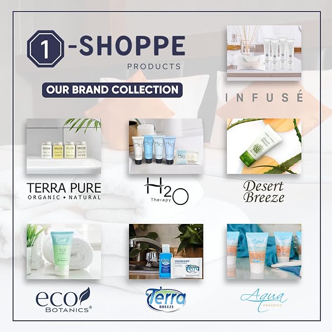 H2O Therapy Hotel Soaps & Toiletries Bulk Set | 1-Shoppe Amenities Kit | 0.85oz Shampoo & Conditioner, Body Wash, Lotion, 1oz Bar Soap | Travel Size | 300 Pieces