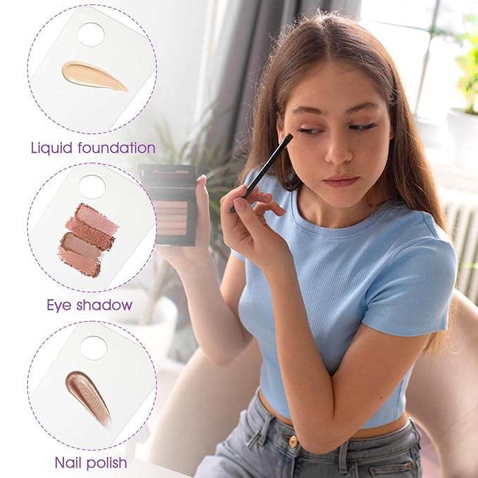 3Pcs Acrylic Makeup Palette Makeup Mixing Tray with Makeups Spatula Metal Mirror for Beauty Salon Color Cream Liquid Foundation Mixing Palette Eye Shadow Lipsticks Nail Art