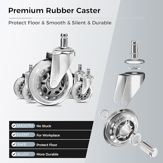 BEWISHOME Rolling Stool with Wheels, Adjustable Stool Heavy Duty 450lb, 360° Swive Rolling Chair for Massage Spa Medical Tattoo, PU Thick Seat Padding Salon Chair(Black) BYD01B