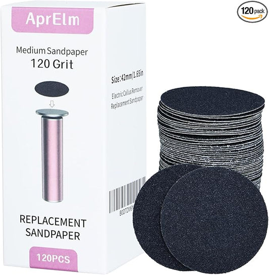 120pcs Replaceable Sandpaper for Electric Foot Callus Remover, 120 Grit Medium Sandpaper Refill Discs