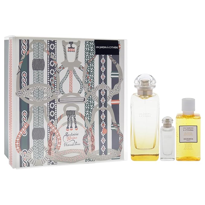 Hermes Un Jardin A Cythere for Unisex - 3 Pc Gift Set 3.3oz EDT Spray, 0.25oz EDT Splash, 1.35oz Shower Gel