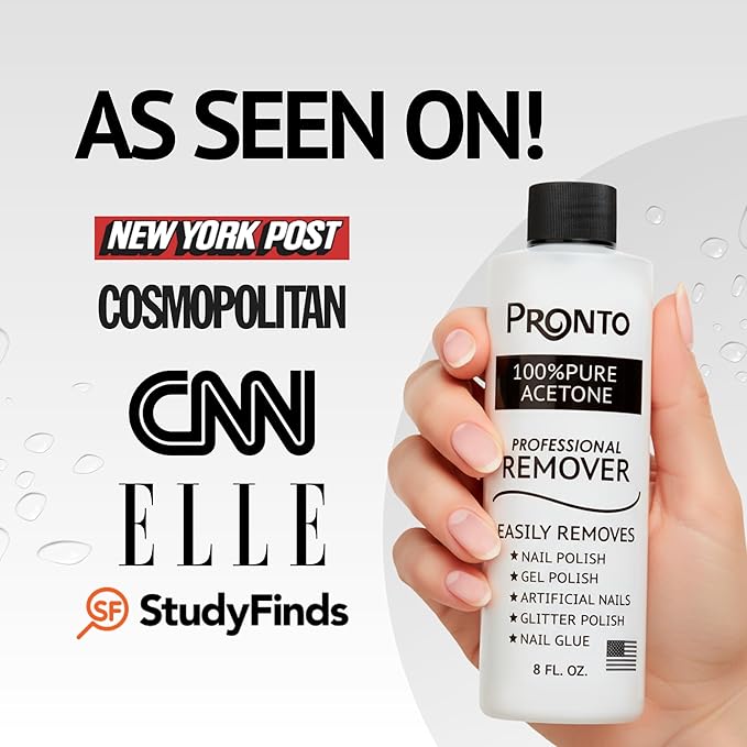 Pronto Gel Nail Polish Remover Kit - 16oz Pure Acetone, Nail Soaking Bowl, Moisturizing Cuticle Oil, Manicure Kit Including Gel Nail Polish Tools, Nail File, Nail Buffer, Cuticle Pusher & Nail Scraper