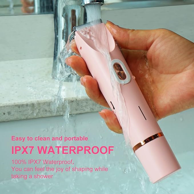 Electric Bikini Trimmer for Women, 2-in-1 Hair Shaver and Epilator, Waterproof Wet/Dry Lady Shaver（Pink）