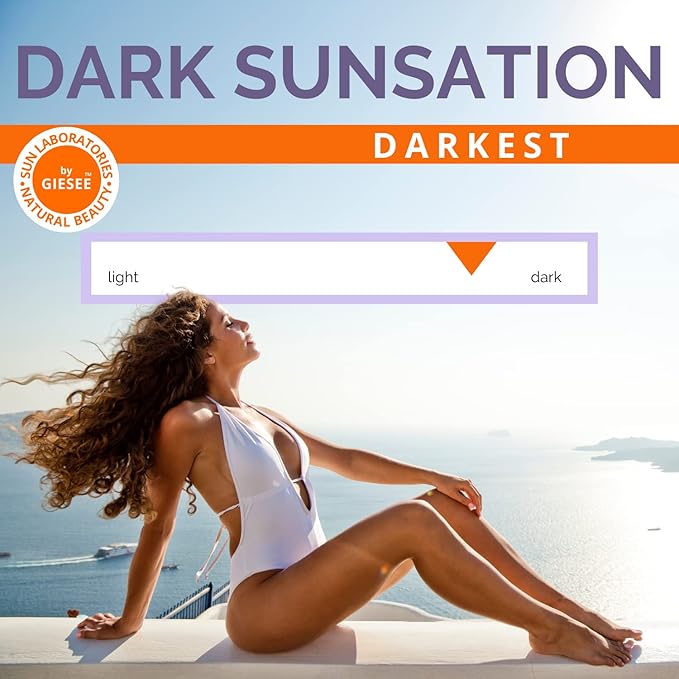 Sun Laboratories By Giesee Dark Sunsation Spray Tan Solution 1/2 Gallon - Professional Self Tanner, Spray Tan, Fake Tan, Airbrush Tanning Solution, Non-Toxic, Dark Sunless Tanning Spray