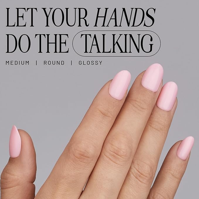 Lilac St - Press on Nails, Pirouette (30 Nails, 15 Sizes) - Medium, Round, Glossy, Opaque - Brush-On Nail Glue, Nail File, Cuticle Stick, Prep Pad - Cruelty Free, Vegan, Women Founded