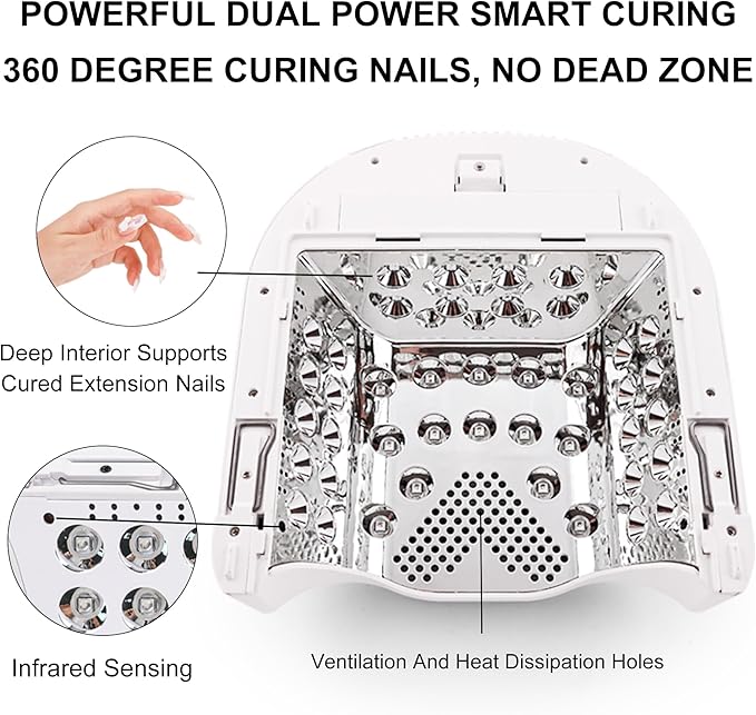 GlowPro Professional Hybrid 86W Wireless Rechargeable LED Nail Curing Lamp - Dries Gel Nails Fast, Ideal for Manicure & Pedicure (Ombre Orange)