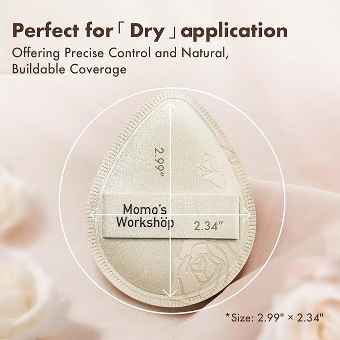 Satin White Egg Makeup Sponge,Firm Bounce Rubycell,Cushion Sponge with Wide PU Leather for Quick-Dry/Full Coverage Foundations, Cosmetic Puff,2pcs Beauty Puffs&Storage Case