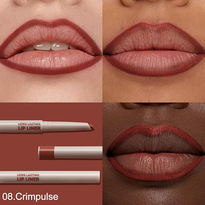 Erinde Long-Lasting Lip Liner Pencil, 2-in-1 Matte Lipliner Pencil for Sculpting & Filling, Rich Color Creamy Waterproof Lip Liner Crayon, Lip Contour Tint Makeup, Vegan & Cruelty-Free, 08 Oxblood Red