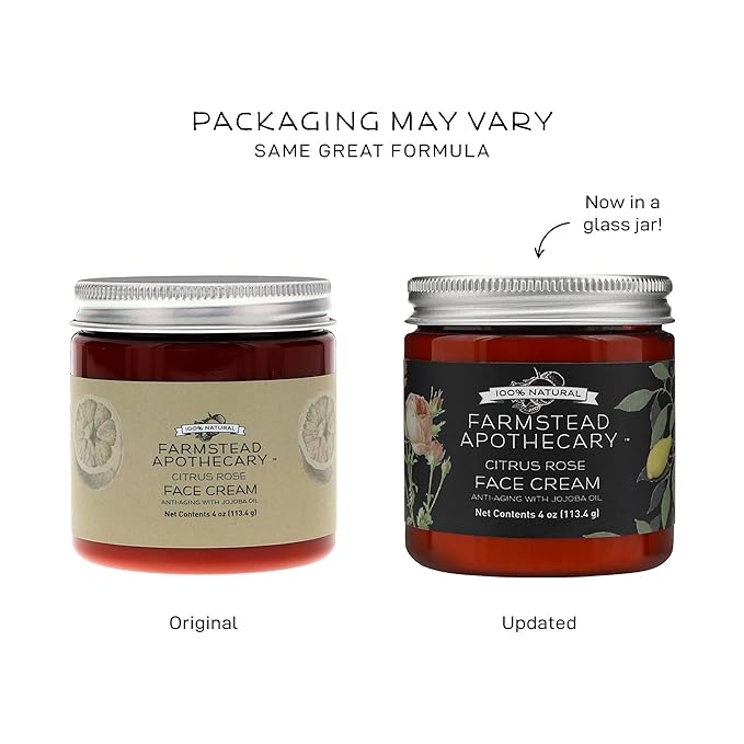 Farmstead Apothecary 100% Natural Anti-Aging Face Cream with Jojoba Oil, 4 oz (Citrus Rose)