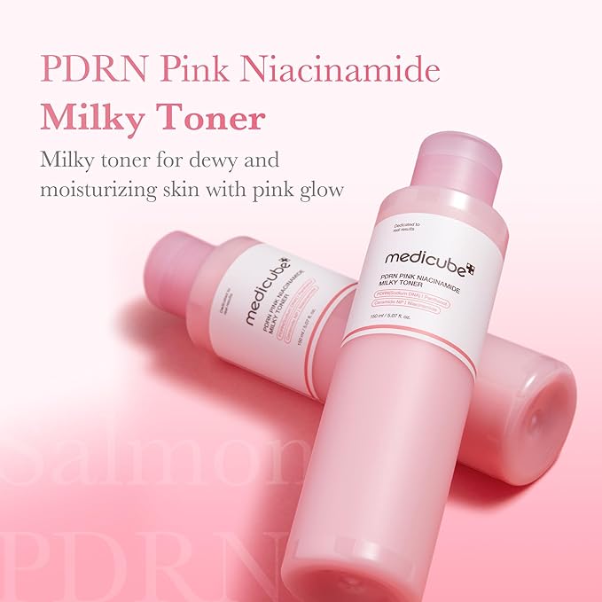 medicube PDRN Pink Niacinamide Milky Toner for Hydrating, Moisturizing, Soothing, Ceramide, Peptide, Glass Glow Skin, Korean Skincare | 150ml 5.07 fl. Oz.
