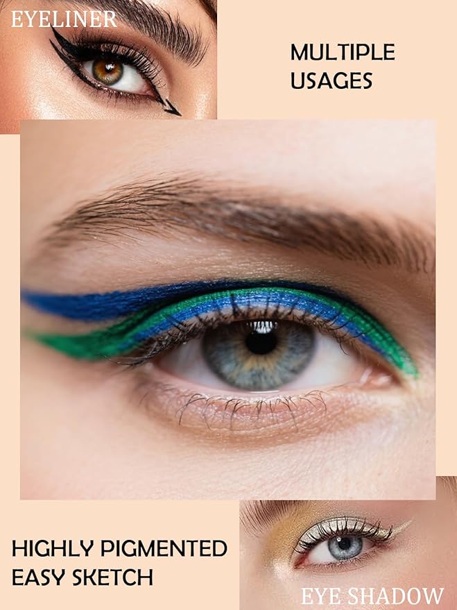 Gold Gel Glitter Eyeliner Pencil, Metallic Waterproof Smudge-Proof Creamy Retractable Smooth Eye Liner pencil, Hypoallergenic Long Lasting Eyeliner Brightener Pen Crayon Eye Makeup Gift for Women#03