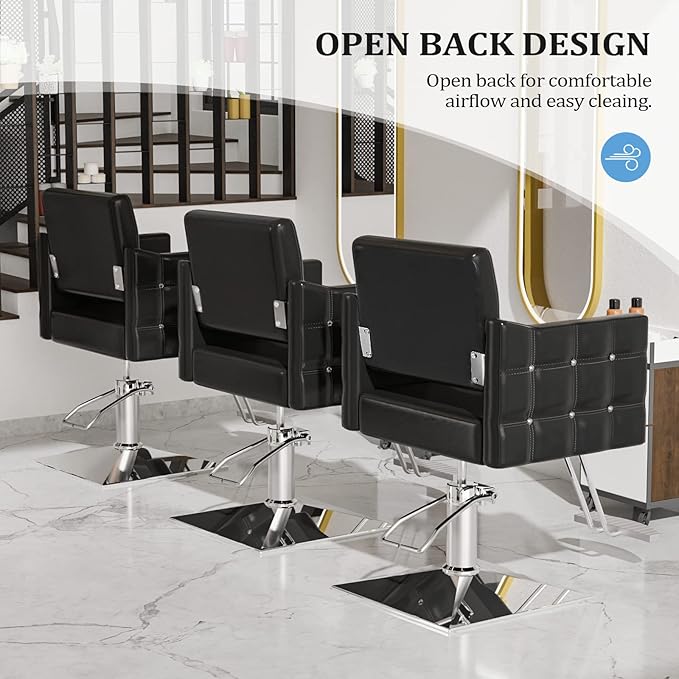 OmySalon Hair Salon Chair Hydraulic Barber Chair for Home Barbershop Black, Braiding Chair for Hair Stylist Heavy Duty, Styling Hairdressing Beauty Spa Equipment