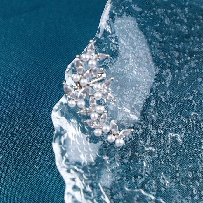 Vintage Crystal Pearl Ear Cuff Earrings Rhinestone Butterfly Cuff Wrap Earrings Cz Butterfly Ear Climber Cuff Earrings Silver Pearl Cz Non Piercing Earring Jewelry for Women(Left)