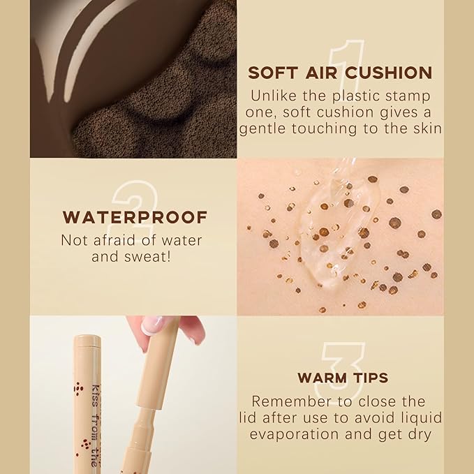 2 Colors Freckle Stamp Pen, Natural Like Freckle #Light&Dark Brown