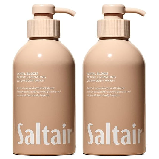 Saltair Body Wash, Santal Bloom 2-Pack. Moisturizing Body Cleanser with Monoi Oil and Cupuacu Butter. Luxury Shower Gel for Women. Vegan, Cruelty-Free Paraben Free. 2x 17oz Pump Bottles