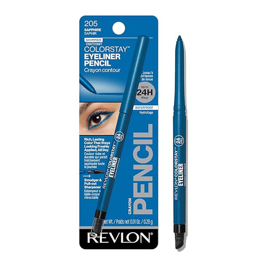 REVLON ColorStay Pencil Waterproof Eyeliner, Smudge-Proof, Eye Makeup with Built-In Sharpener, Packaging May Vary, 205 Sapphire, 0.01 oz