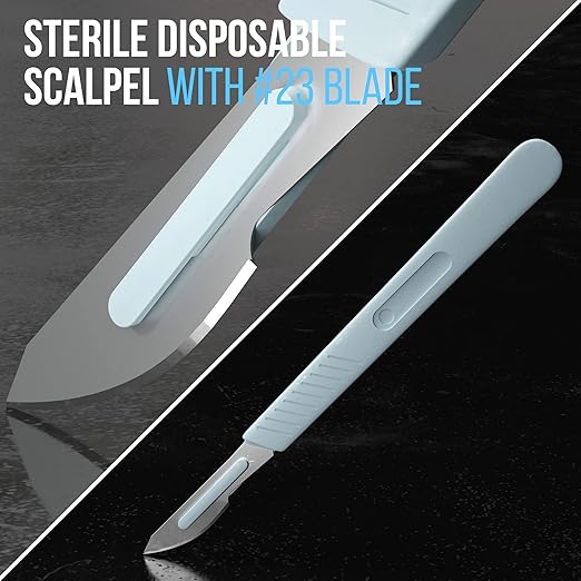 Disposable Scalpel Blades| #23 Sharp Carbon-Steel Blades | Pack of 20| Sterile Individual Pouches| for Dermaplaining, Podiatry, Crafts & More…
