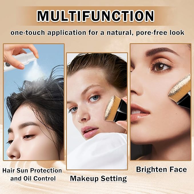 AWCCXMYM Sunscreen Powder Setting Powder SPF 35 Mineral Full Coverage Scalp Sunscreen Setting Spray Powder Makeup for Hair Face Body Flawless Skin, Vegan & Cruelty Free #Translucent