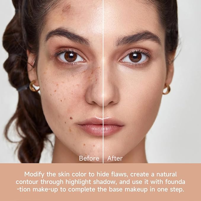 Foundation Concealer Palette with Makeup Sponges & Applicator, Pearl White