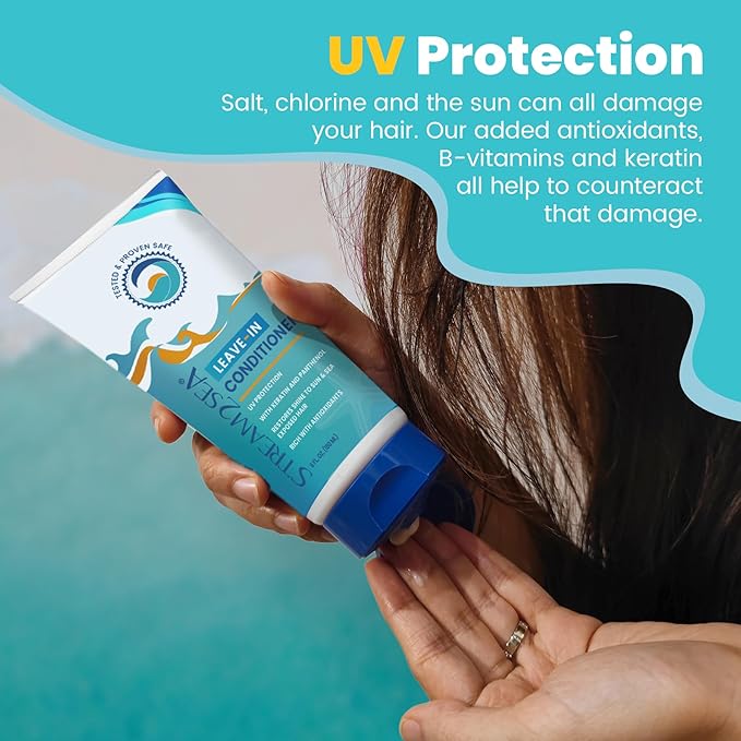 Stream2Sea Travel Size Sulfate Free Leave-In Hair Conditioner with Sun Protection, 1oz Each, Pack of 3