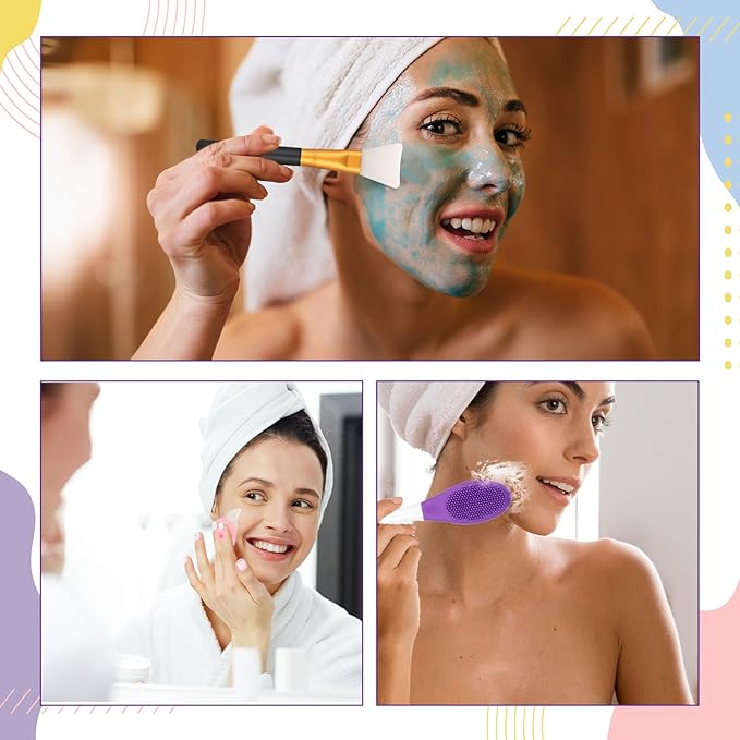 12 PCS Face Mask Applicator Tool and Facial Cleansing Brush Set, Silicone Pore Scrubber Soft Facial Mud Face Mask Brush Face-Wash-Brush Masks Spatula for Applying Exfoliator Clay Cream Skin Care