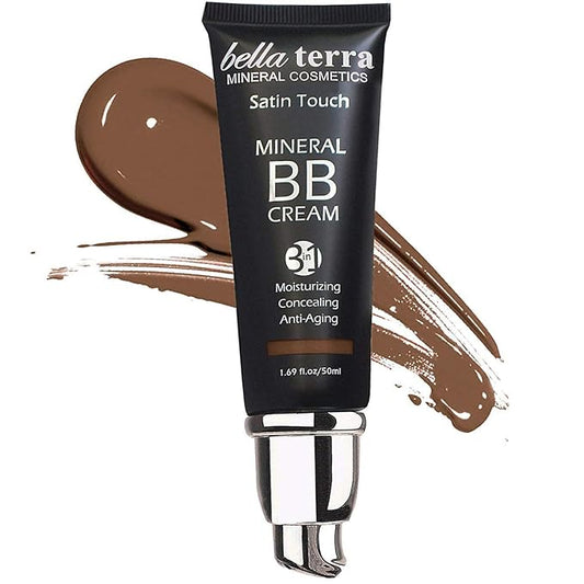 Bellaterra Cosmetics BB Cream – Tinted Moisturizer & Mineral Foundation Makeup, Dark 108 – Lightweight, Oil-Free, Buildable Coverage, Matte Finish, Anti-Aging Concealer, Clean Beauty, 1.69 oz