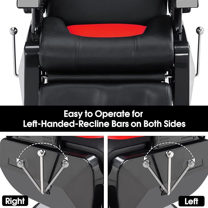 BarberPub Hydraulic Recline Barber Chair All Purpose Salon Beauty Spa Styling Equipment 9208 (Red)