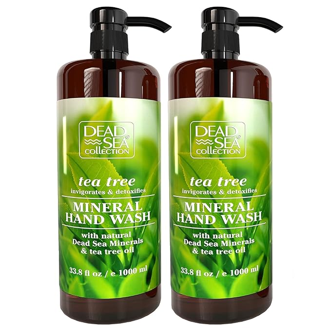 Dead Sea Collection Hand Soap Pump Tea Tree - Hand Wash Liquid with Dead Sea Minerals and Tea Tree Nourishing - Invigorates & Detoxifies Oil - Gentle for All Skin Types Pack of 2 (33.8 Fl Oz Each)