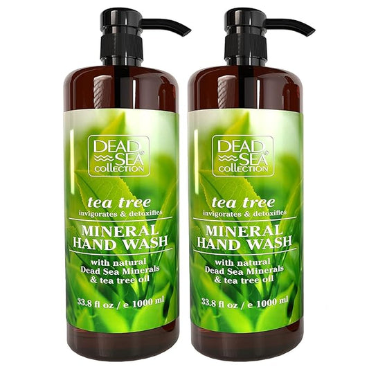 Dead Sea Collection Hand Soap Pump Tea Tree - Hand Wash Liquid with Dead Sea Minerals and Tea Tree Nourishing - Invigorates & Detoxifies Oil - Gentle for All Skin Types Pack of 2 (33.8 Fl Oz Each)