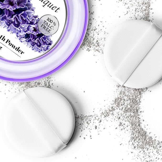 R-NEU 2 Pack Body Powder for Women with Powder Puff, 100% Talc-Free, Elegant Rose Petal & Royal Bouquet Scented Dusting Powder, After Bath for Soft Skin, Extra Large, (2 Pack, 5 Oz Each)