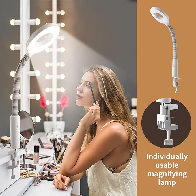 Winado 2 in 1 Facial Steamer with 5X Magnification Light, Deep Cleaning for Personal Skin Care, Beautician Steamer Professional Humidifier Facial Spa Mist Steam for Home & Beauty Salon, White